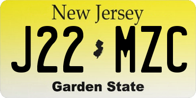 NJ license plate J22MZC