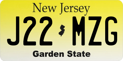 NJ license plate J22MZG
