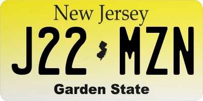 NJ license plate J22MZN