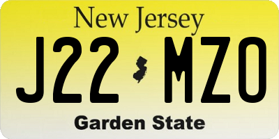 NJ license plate J22MZO