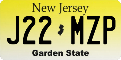 NJ license plate J22MZP