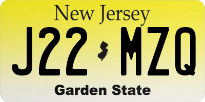 NJ license plate J22MZQ