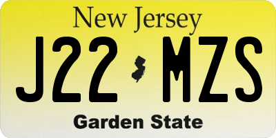 NJ license plate J22MZS