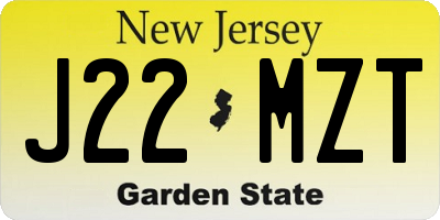 NJ license plate J22MZT