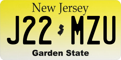 NJ license plate J22MZU
