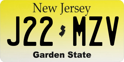 NJ license plate J22MZV