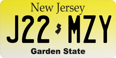 NJ license plate J22MZY