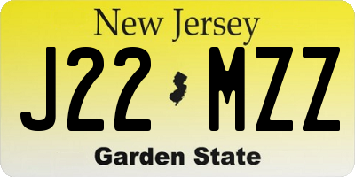 NJ license plate J22MZZ