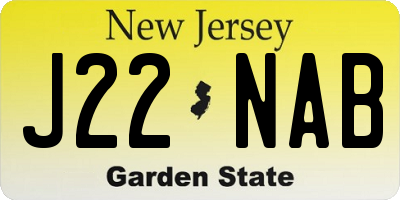 NJ license plate J22NAB