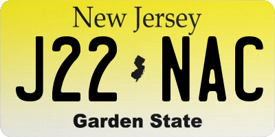 NJ license plate J22NAC