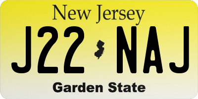 NJ license plate J22NAJ