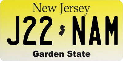 NJ license plate J22NAM