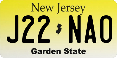 NJ license plate J22NAO