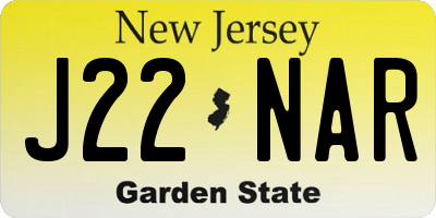 NJ license plate J22NAR