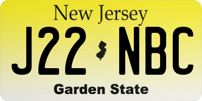 NJ license plate J22NBC