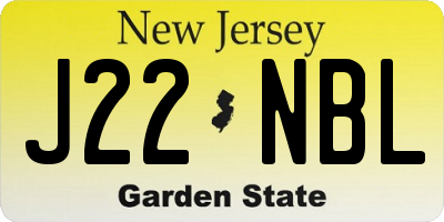 NJ license plate J22NBL
