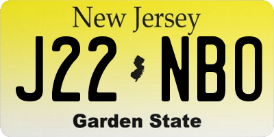 NJ license plate J22NBO