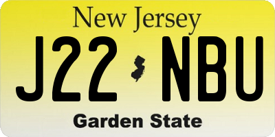NJ license plate J22NBU