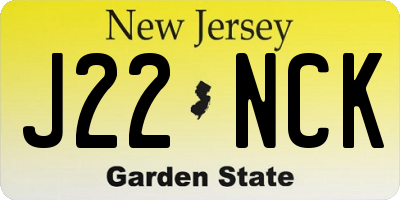 NJ license plate J22NCK