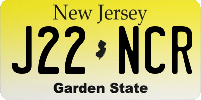 NJ license plate J22NCR