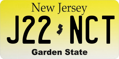 NJ license plate J22NCT