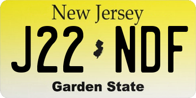 NJ license plate J22NDF