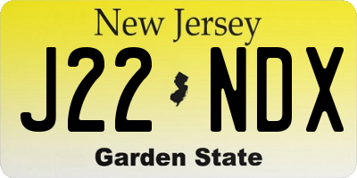 NJ license plate J22NDX