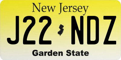 NJ license plate J22NDZ