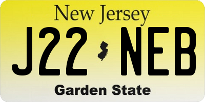 NJ license plate J22NEB