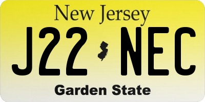 NJ license plate J22NEC