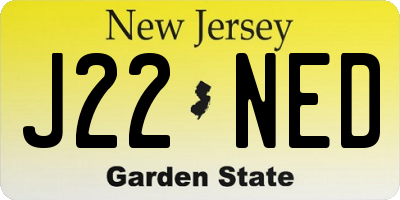 NJ license plate J22NED