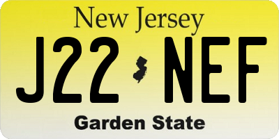 NJ license plate J22NEF