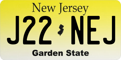 NJ license plate J22NEJ
