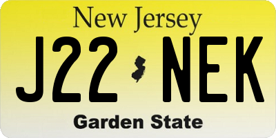 NJ license plate J22NEK