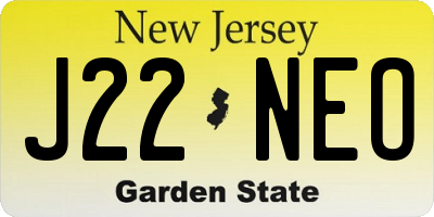 NJ license plate J22NEO