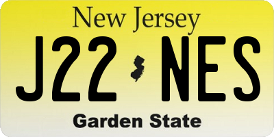 NJ license plate J22NES