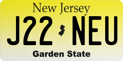 NJ license plate J22NEU