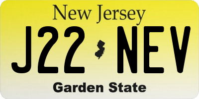 NJ license plate J22NEV