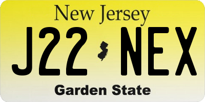 NJ license plate J22NEX