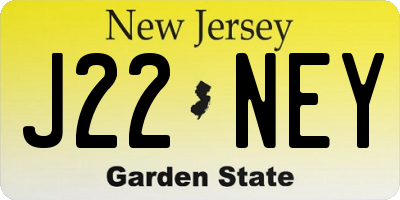 NJ license plate J22NEY