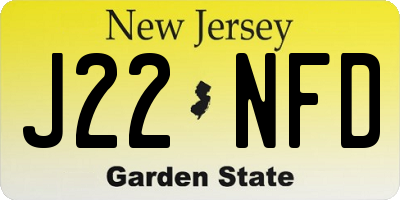 NJ license plate J22NFD