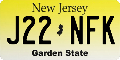 NJ license plate J22NFK