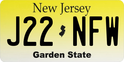 NJ license plate J22NFW
