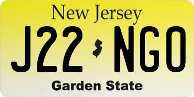 NJ license plate J22NGO