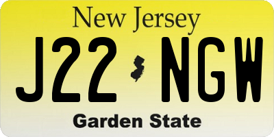 NJ license plate J22NGW
