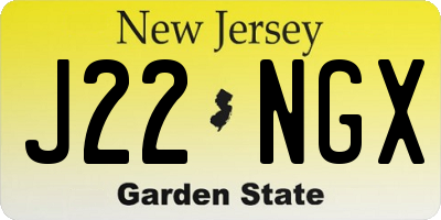NJ license plate J22NGX