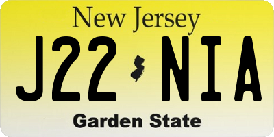 NJ license plate J22NIA