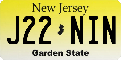 NJ license plate J22NIN