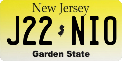NJ license plate J22NIO