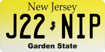 NJ license plate J22NIP